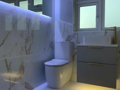 nearly completed bathroom